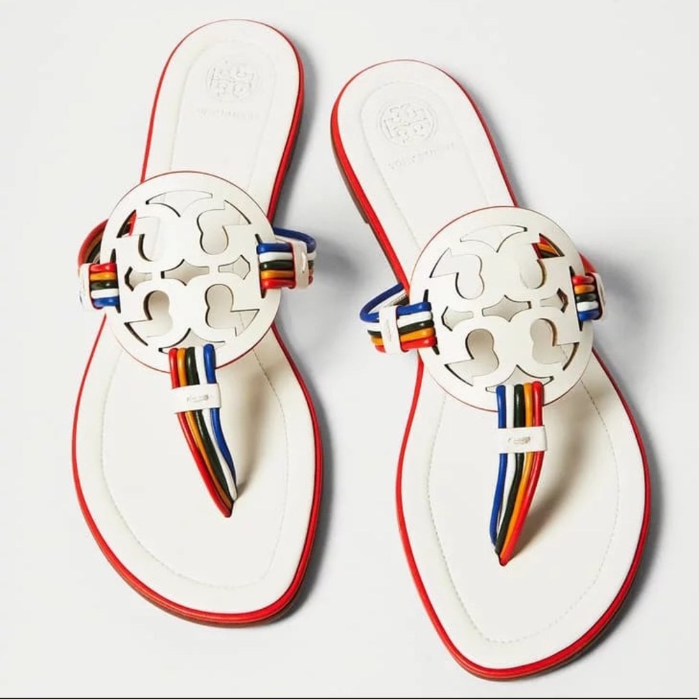 NWT TORY BURCH SANDALS SIZE 6.5 MULTICOLOR
